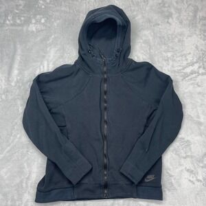 Nike Hoodie Womens Small Navy Drawcord Adjustable Neck Long Sleeve Full Zipper